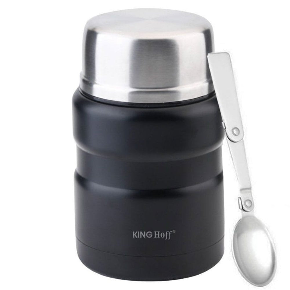 Thermos for food KingHoff 1459, 500 ml, Inox, Unbreakable, Black