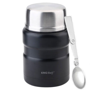 Thermos for food KingHoff 1459, 500 ml, Inox, Unbreakable, Black