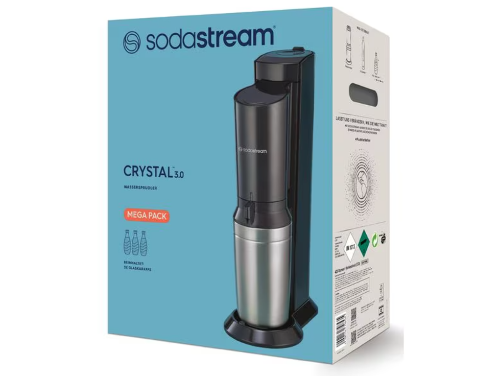 Пакет машина за газирани напитки SodaStream Terra Crystal 3 0, 3 бутилки и бутилка CO2, Черен