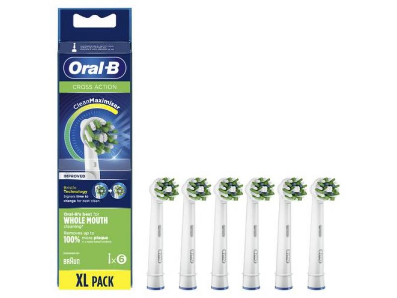 Накрайник за електрическа четка Oral-B Cross Action EB50-6, CleanMaximiser, 6 бр.