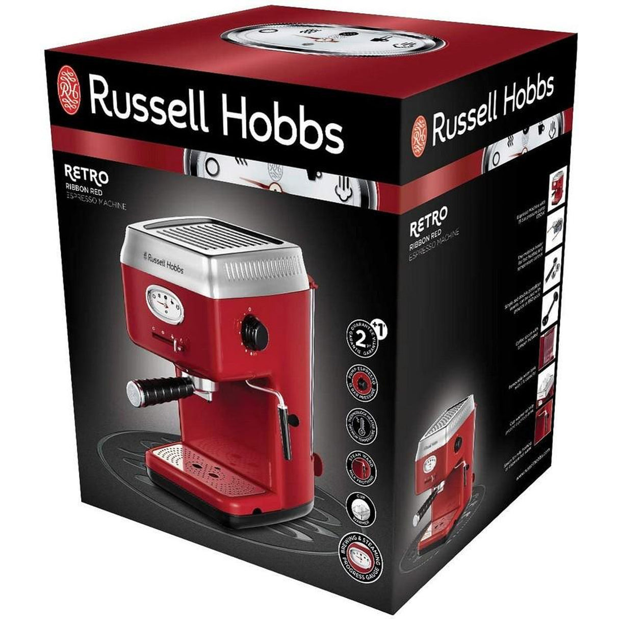 Retro coffee maker Russell Hobbs 28250-56, 1300W, 15 bars, Red