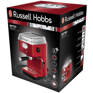 Ретро кафеварка Russell Hobbs 28250-56, 1300W, 15 бара, Червен