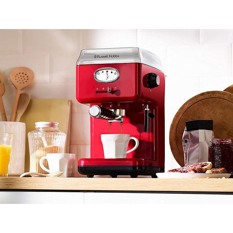 Retro coffee maker Russell Hobbs 28250-56, 1300W, 15 bars, Red