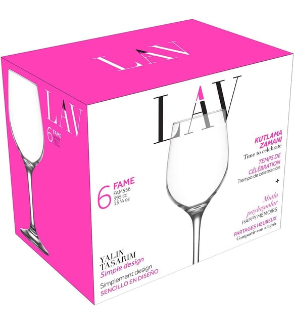 Set of glasses for water/wine LAV Fame, 395 ml, 6 pcs