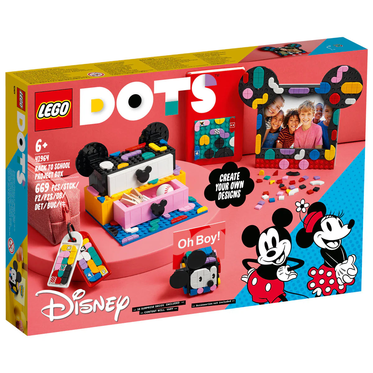 LEGO® DOTS - Кутия Мики Маус и Мини Маус за училищни проекти 41964, 669 части