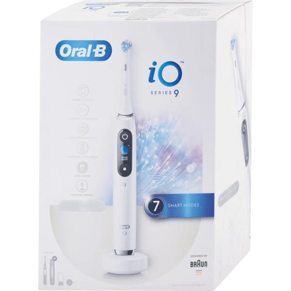 Electric toothbrush Braun Oral-B iO9 White Alabaster, Microvibration, OLED display, Fast charging, White