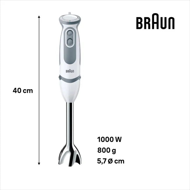 Blender Braun Multiquick 5200, 1000W, 0.6l, 21 speed levels, White/grey