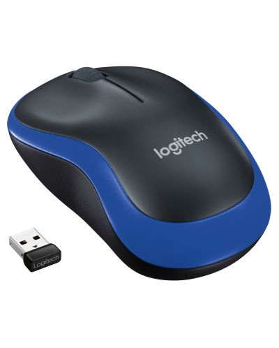 Безжична оптична мишка Logitech M185, USB, Син/Черен