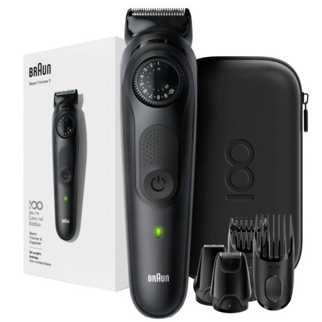 Trimmer Braun MBBT7 Max Braun 100 years Design Edition, Precision rotary knob, 2 combs, 2 accessories, Black