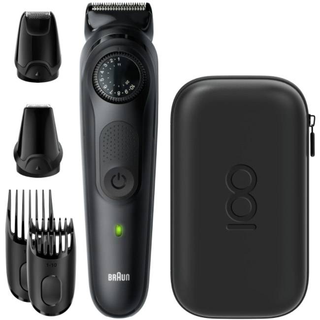 Trimmer Braun MBBT7 Max Braun 100 years Design Edition, Precision rotary knob, 2 combs, 2 accessories, Black