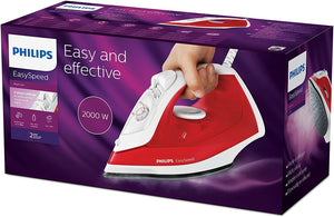 Ютия Philips EasySpeed Steam Iron GC1742/40,Сухо гладене и на пара, Незалепваща гладеща плоча, 2000 W, Червен