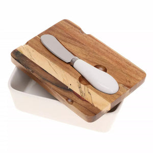 Kassel oil set, Acacia wood, Porcelain, 3 pieces