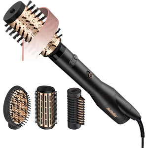 Electric hair brush BaByliss Big Hair Luxe AS970E, 650W + 4 accessories, Ion technology, Ceramic coating, Cold air jet, Black matte / Golden