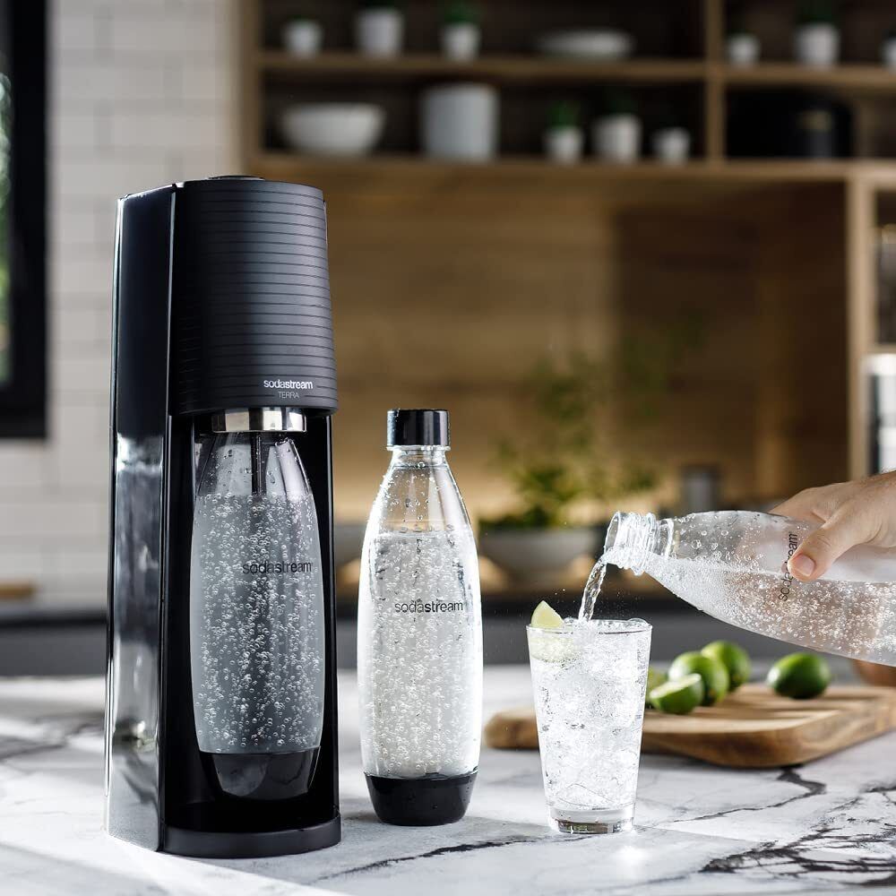 Комплект машина за газирани напитки SodaStream, Terra Quick Connect 3 бутилки CO2 в комплекта, Черен