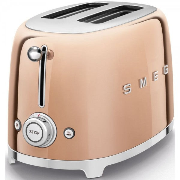 Тостер Smeg TSF01RGEU, 950 W, 2 филии, Розово-златен