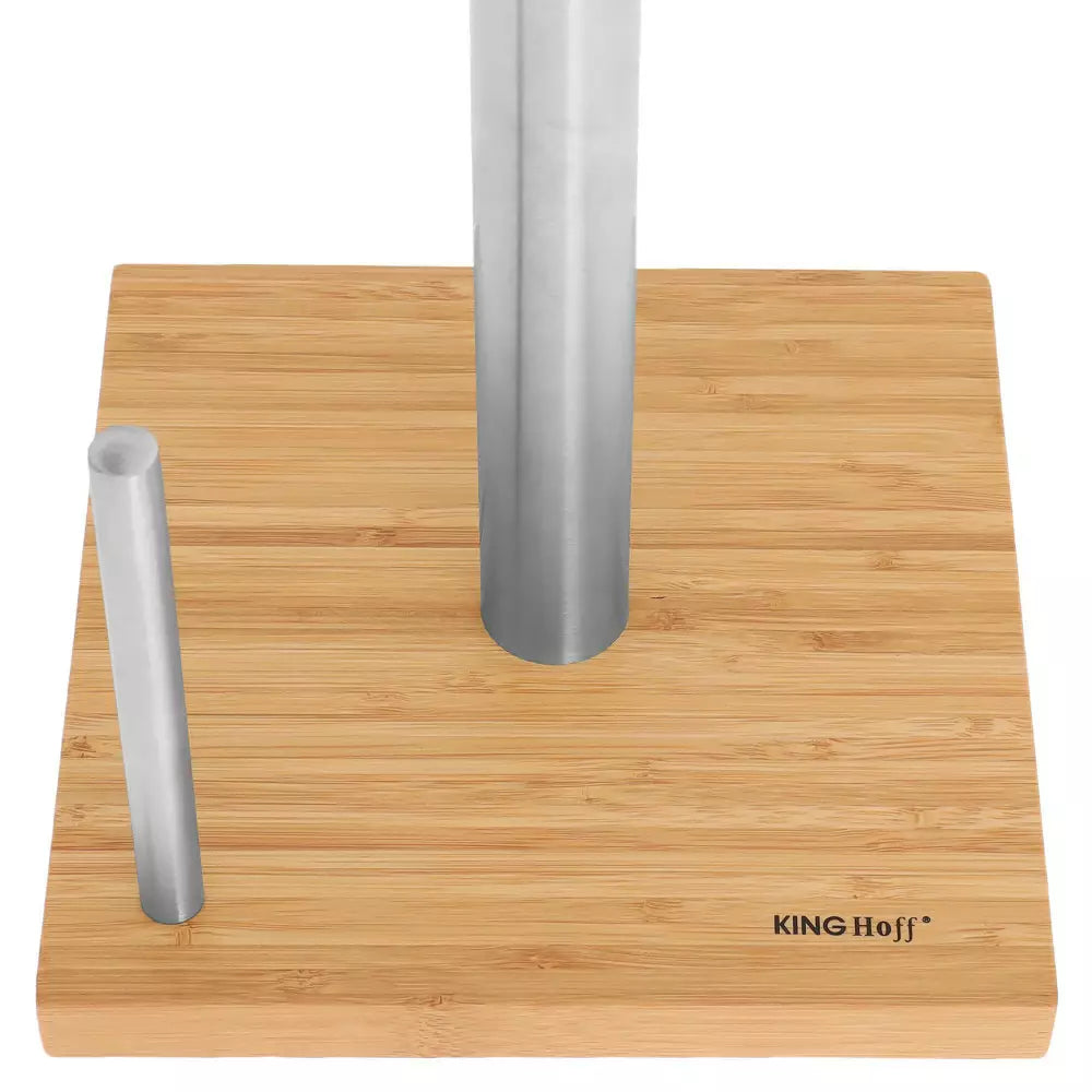 Kitchen paper holder KingHoff 3921, 22x11 cm, Bamboo/Inox