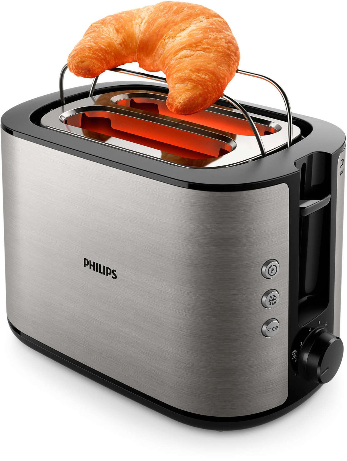 Тостер Philips Viva Collection HD2650/90, 950 W, 8 нива на препичане, инокс,  Сребрист