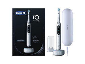 Electric toothbrush Oral-B iO10, Magnetic and micro-vibration technology, Artificial intelligence, LED display, Pressure sensor, 7 modes, Travel set, White