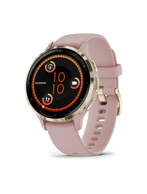 Смарт часовник Garmin Venu 3S, GPS, Wi-Fi, силиконова каишка, Pink Dawn/Soft Gold